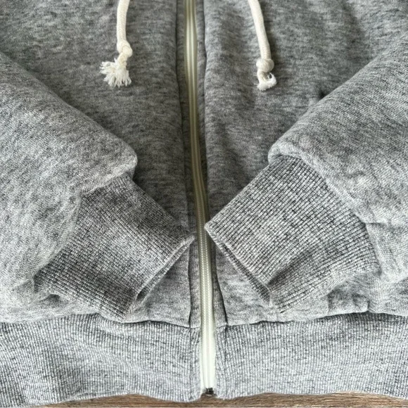 Madewell MWL Reversible Puffer Hoodie Jacket Gray Cream XXS Cropped Thick GUC